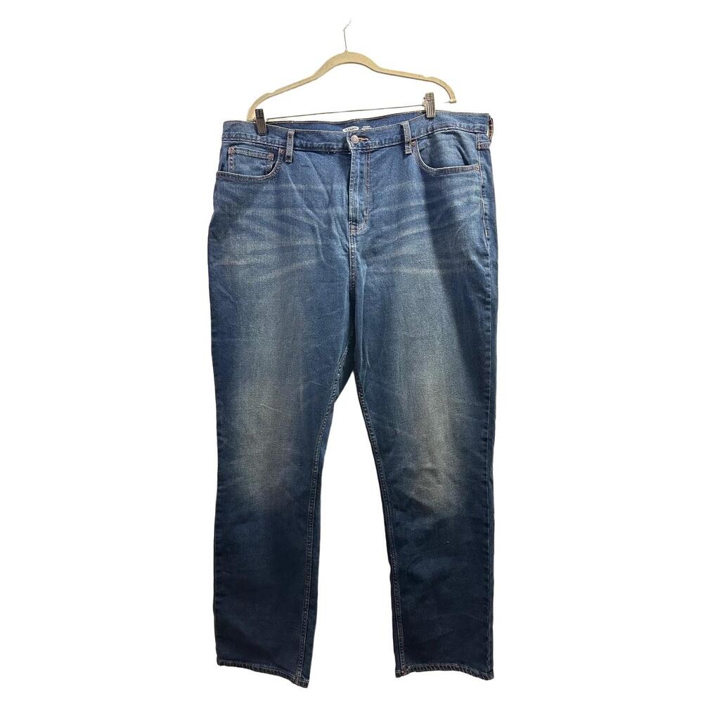 Old Navy Jeans Mens Size 42x32 Med Wash Athletic Built in Flex Whiskers Denim